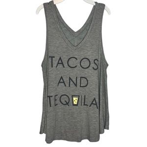 Zoe & Liv Size L Tacos and Tequila graphic tank top